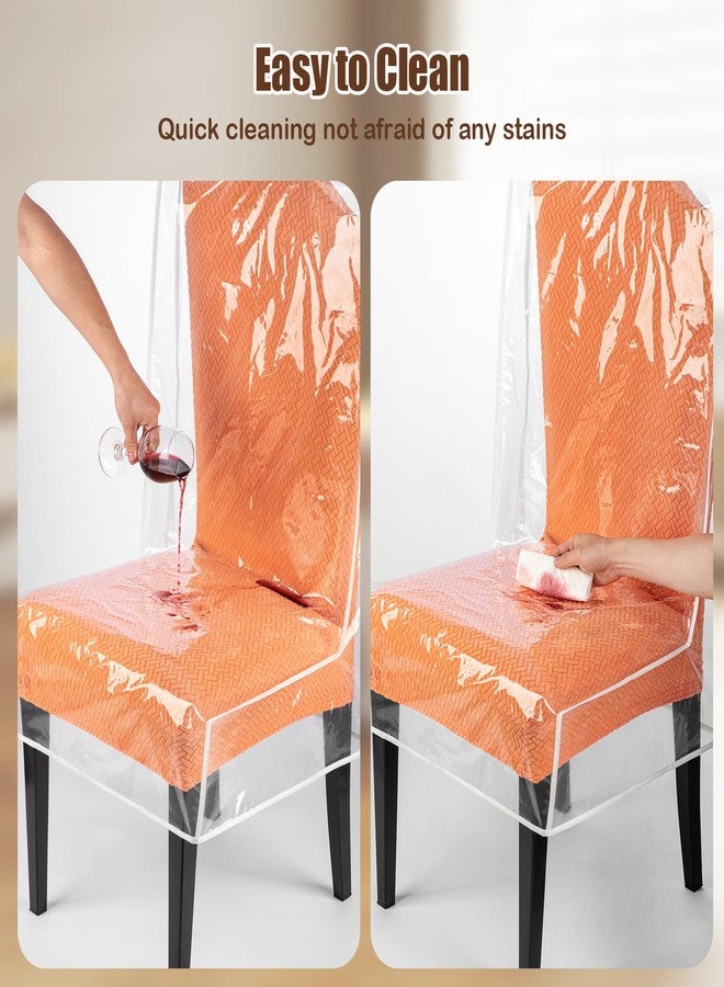 KIPHCA Dining Chair Covers, Waterproof Chair Covers - 4 Pack Clear Plastic Seat Chair Protector for Kitchen Keep Your Chair Away from Water Dust Stain and Pet Claws W/21 x D/18 Fits 16-23" (4) - Image 4